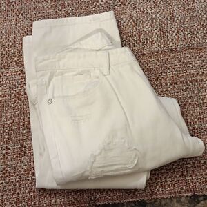 Men's Skinny Distressed Brooklyn Xpress White Jeans 34x34 Great Pre-Owned Condit